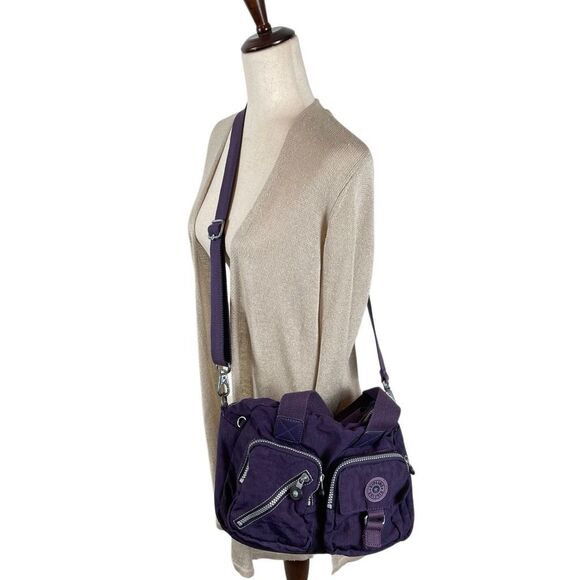 Kipling DFEA Shoulder Bag Convertible Crossbody Purse purple grape no monkey - Picture 1 of 13